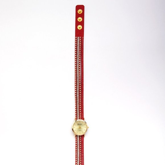 Wrapping Quartz Geneva Gold  Braclet Arm Watch Womens - Picture 1 of 4